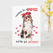 Happy Moederdag Badass Australian Shepherd Dog Kaart (Gele Bloem)