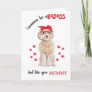 Happy Moederdag Badass Blond Labradoodle Dog Kaart