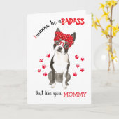 Happy Moederdag Badass Boston Terrier Dog Kaart (Gele Bloem)