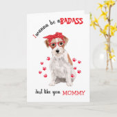Happy Moederdag Badass Jack Russell Terrier Dog Kaart (Gele Bloem)