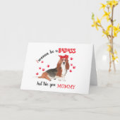 Happy Moederdag Badass van Basset Hound Dog Kaart (Gele Bloem)