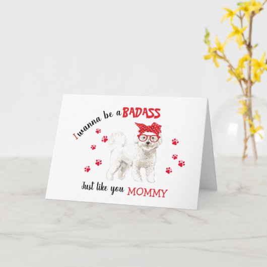 Happy Moederdag Badass van Bichon Frise Dog Kaart (Gele Bloem)