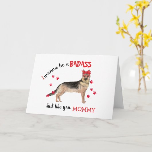 Happy Moederdag Badass van Duitse herdershond Kaart (Gele Bloem)