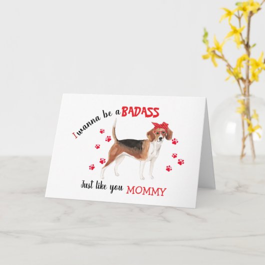 Happy Moederdag Badass van je Beagle Dog Kaart (Gele Bloem)