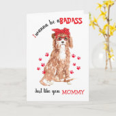 Happy Moederdag Badass van je Cavapoo Dog Kaart (Gele Bloem)