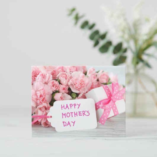 Happy Moederdag Beauful Pink Flowers Briefkaart (Staand voorkant)