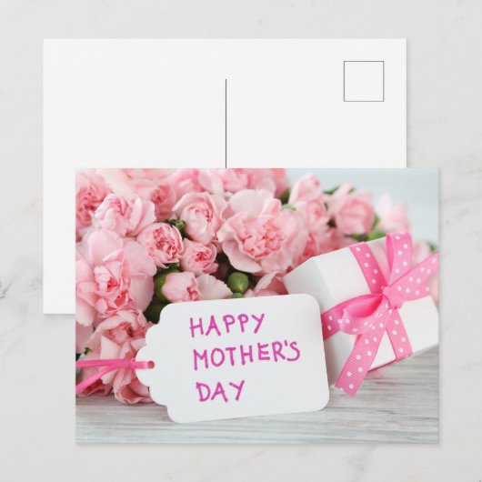 Happy Moederdag Beauful Pink Flowers Briefkaart (Voorkant / Achterkant)