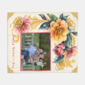 Happy Moederdag Beauful Waterverf Flowers Fleece Deken (Voorkant (Horizontaal))