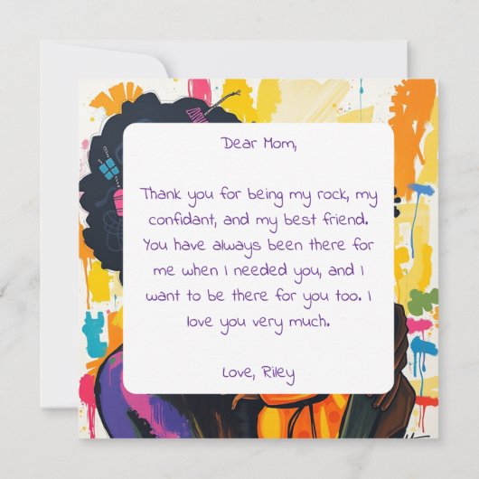 Happy Moederdag | Bedankt mam Kaart (Achterkant)