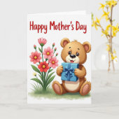 Happy Moederdag Beer Kaart (Gele Bloem)
