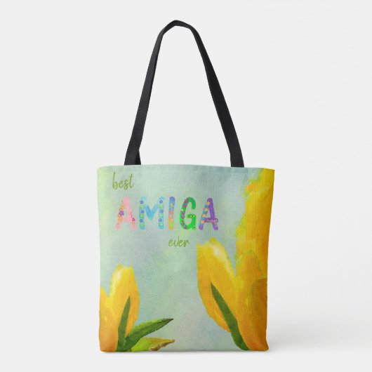 Happy Moederdag Best Amiga Ever Yellow Tulips Tote Bag (Achterkant)