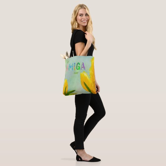 Happy Moederdag Best Amiga Ever Yellow Tulips Tote Bag (Op model)