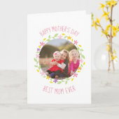 Happy Moederdag Best Mama Ever Family Foto Kaart (Gele Bloem)
