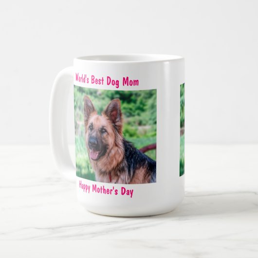 Happy Moederdag - Beste Hond Mama - Roze Huisdier  Koffiemok (Voorkant links)