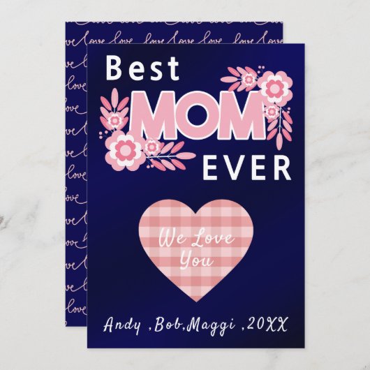 Happy Moederdag| Beste Mam Ooit Gepersonaliseerd Feestdagenkaart (Voorkant / Achterkant)