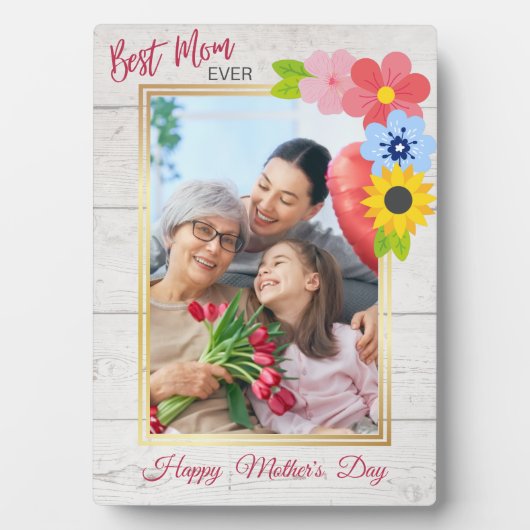 Happy Moederdag, beste mama ooit plaque Fotoplaat (voorkant)