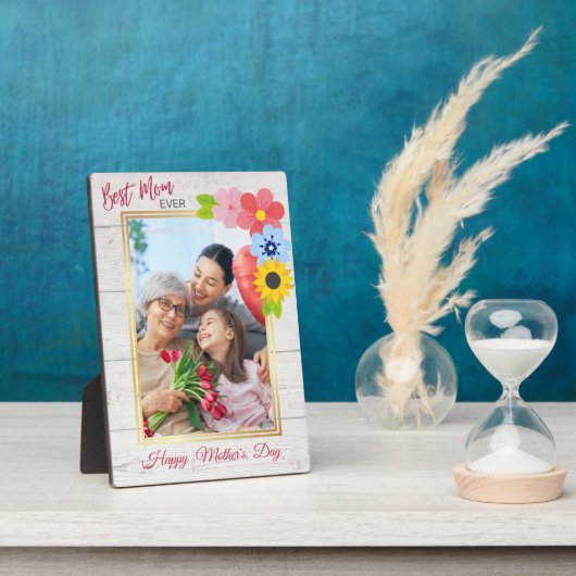 Happy Moederdag, beste mama ooit plaque Fotoplaat (Zijkant)
