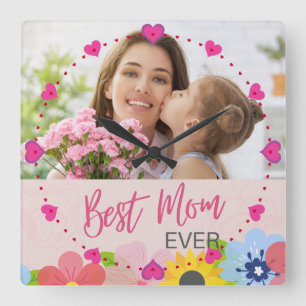 Happy Moederdag, beste mama ooit Vierkante Klok