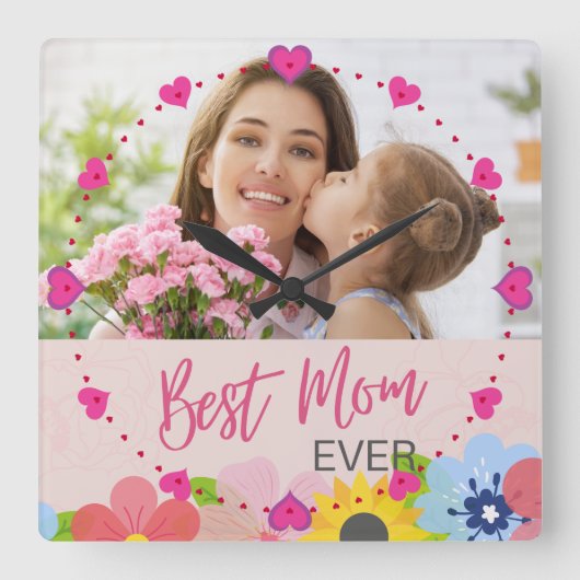 Happy Moederdag, beste mama ooit Vierkante Klok (Voorkant)