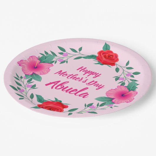 Happy Moederdag Bewerk Naam Grootmoeder Abuela Papieren Bordje (Gekanteld)