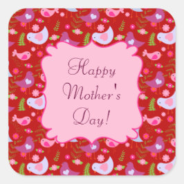 Happy Moederdag Birds'n Blooms Square Stickers