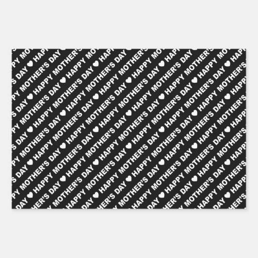 Happy Moederdag Black en White Inpakpapier Vel (Voorkant)