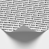Happy Moederdag Black op wit omslagpapier Cadeaupapier (Hoek)