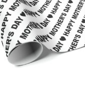 Happy Moederdag Black op wit omslagpapier Cadeaupapier (Rol Hoek)