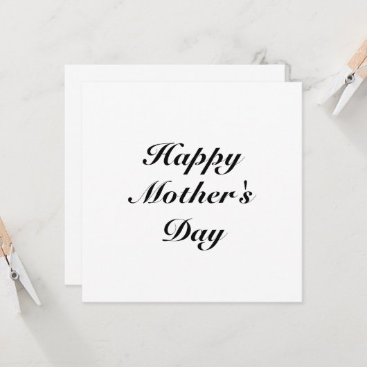 Happy Moederdag black white script elegant Kaart (Voorkant / Achterkant in situ)