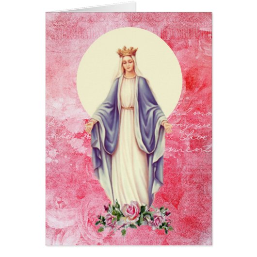 Happy Moederdag Blessed Mary Roze Roses (Voorkant)