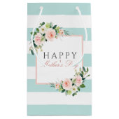 Happy Moederdag Bloemen en Stripes Pattern Klein Cadeauzakje (Achterkant)