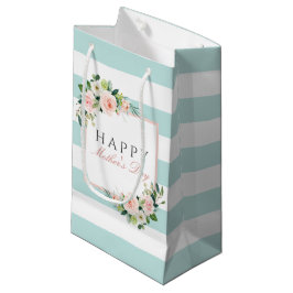 Happy Moederdag Bloemen en Stripes Pattern Klein Cadeauzakje