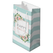 Happy Moederdag Bloemen en Stripes Pattern Klein Cadeauzakje (Achterkant Gekanteld)