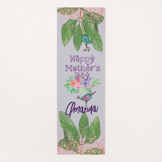 Happy Moederdag Bloemen & Vogels Yogamat (Voorkant)