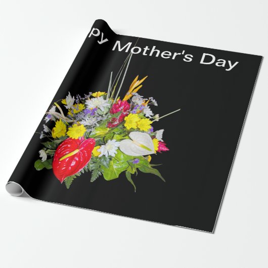 Happy Moederdag Bloemenboeket Cadeaupapier (Uitgerold)