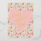 Happy Moederdag bloemengoud folie wenskaart Feestdagenkaart (Voorkant)