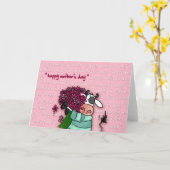 Happy Moederdag - bloemenkoe Kaart (Gele Bloem)
