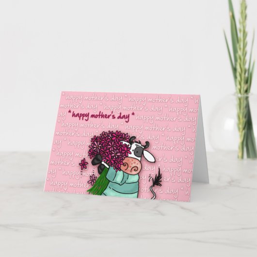 Happy Moederdag - bloemenkoe Kaart (Voorkant)