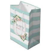 Happy Moederdag Bloemenstrepen patroon Medium Cadeauzakje (Voorkant Gekanteld)