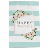 Happy Moederdag Bloemenstrepen patroon Medium Cadeauzakje (Voorkant)