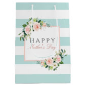 Happy Moederdag Bloemenstrepen patroon Medium Cadeauzakje (Achterkant)