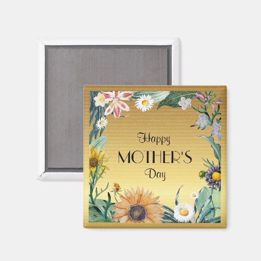 Happy Moederdag, bloemontwerp Magneet (Voorkant / Achterkant)