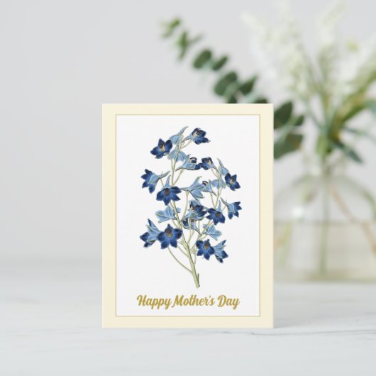 Happy Moederdag  Blue Bells Flowers Briefkaart (Staand voorkant)