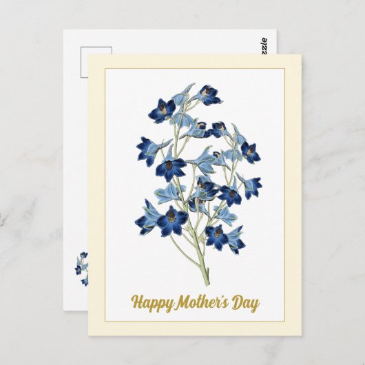 Happy Moederdag  Blue Bells Flowers Briefkaart (Voorkant / Achterkant)