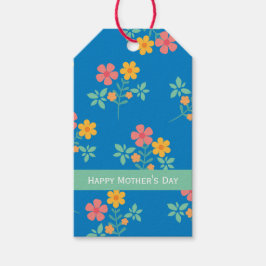 Happy Moederdag Blue Daisy  Bouquet Cadeaulabel