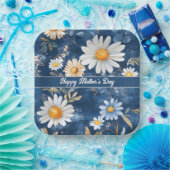 Happy Moederdag Blue en White Daisies Papieren Bordje (Feest)