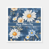 Happy Moederdag Blue en White Daisies Servet (Voorkant)