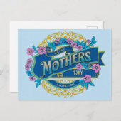  Happy Moederdag Blue Floral Flowers Briefkaart (Voorkant / Achterkant)