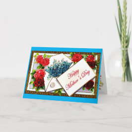 Happy Moederdag Blue Floral Greeting Kaart
