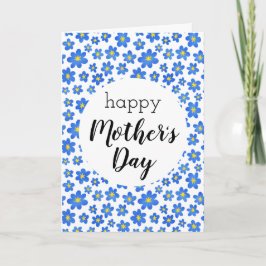 Happy Moederdag Blue Floral Pattern Kaart